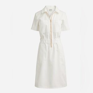 J. Crew White Zip-Up Chino Dress Women’s Size 16 Preppy Utility Casual Classic